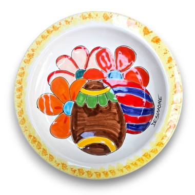 Round Flat Plate Easter Eggs Flowers Limited Edition de simone pottery Round Flat Plate Easter Eggs Flowers Limited Edition de simone pottery